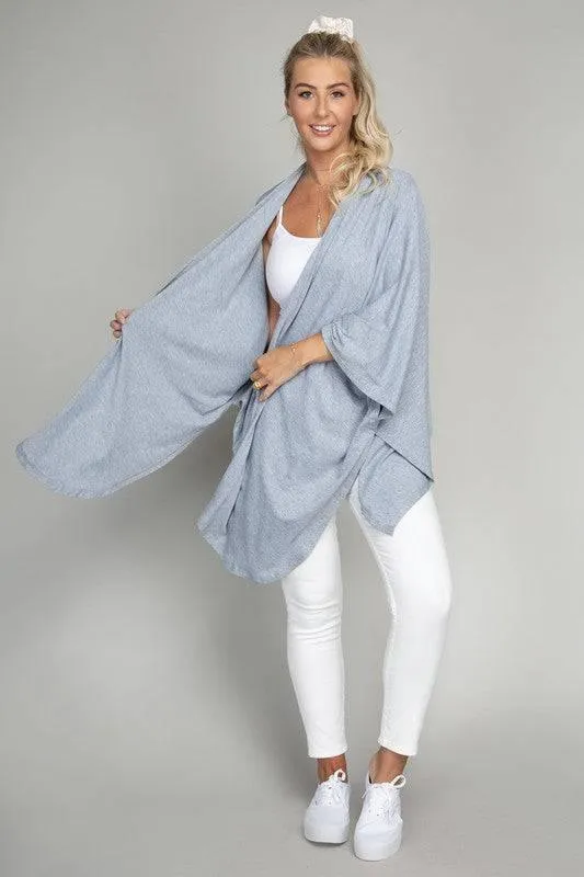 Oversized Batwing Sleeve Open Cardigan