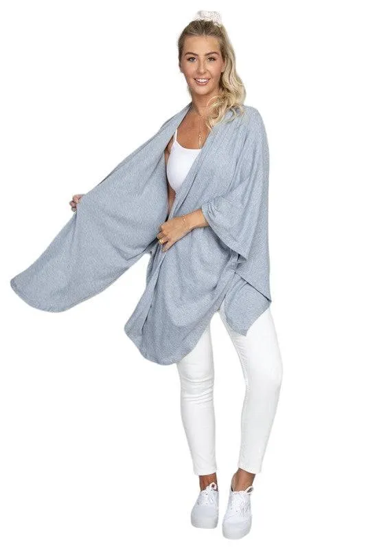 Oversized Batwing Sleeve Open Cardigan