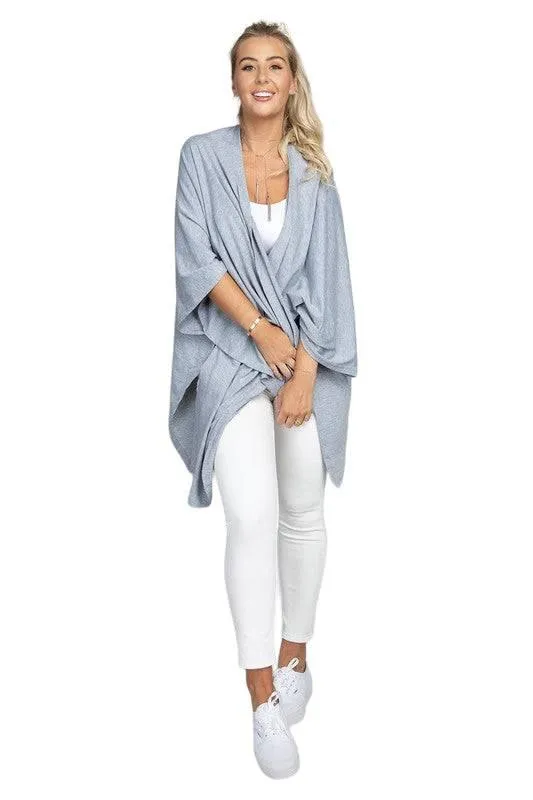 Oversized Batwing Sleeve Open Cardigan