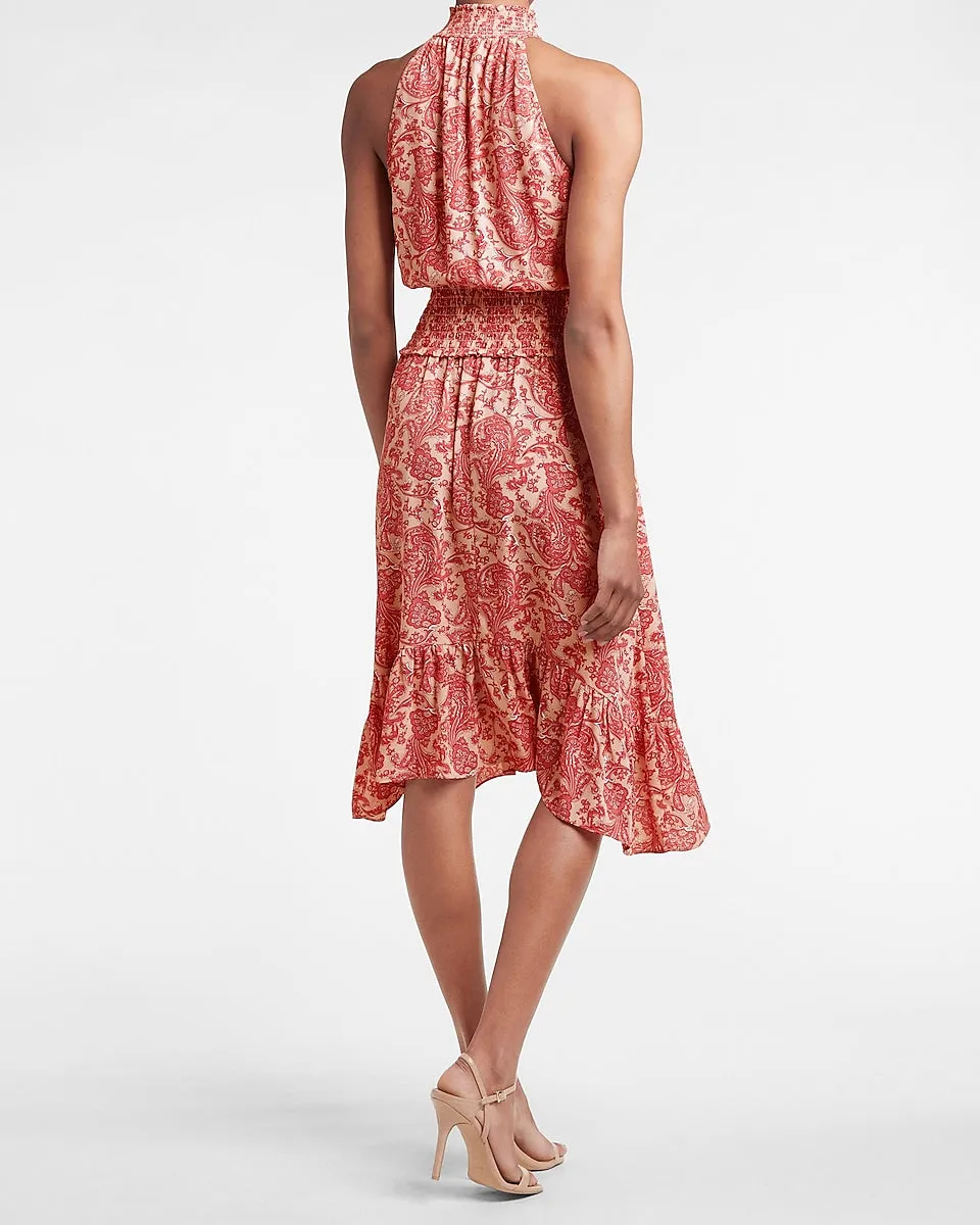 Paisley Smocked Halter Neck Dress in Print