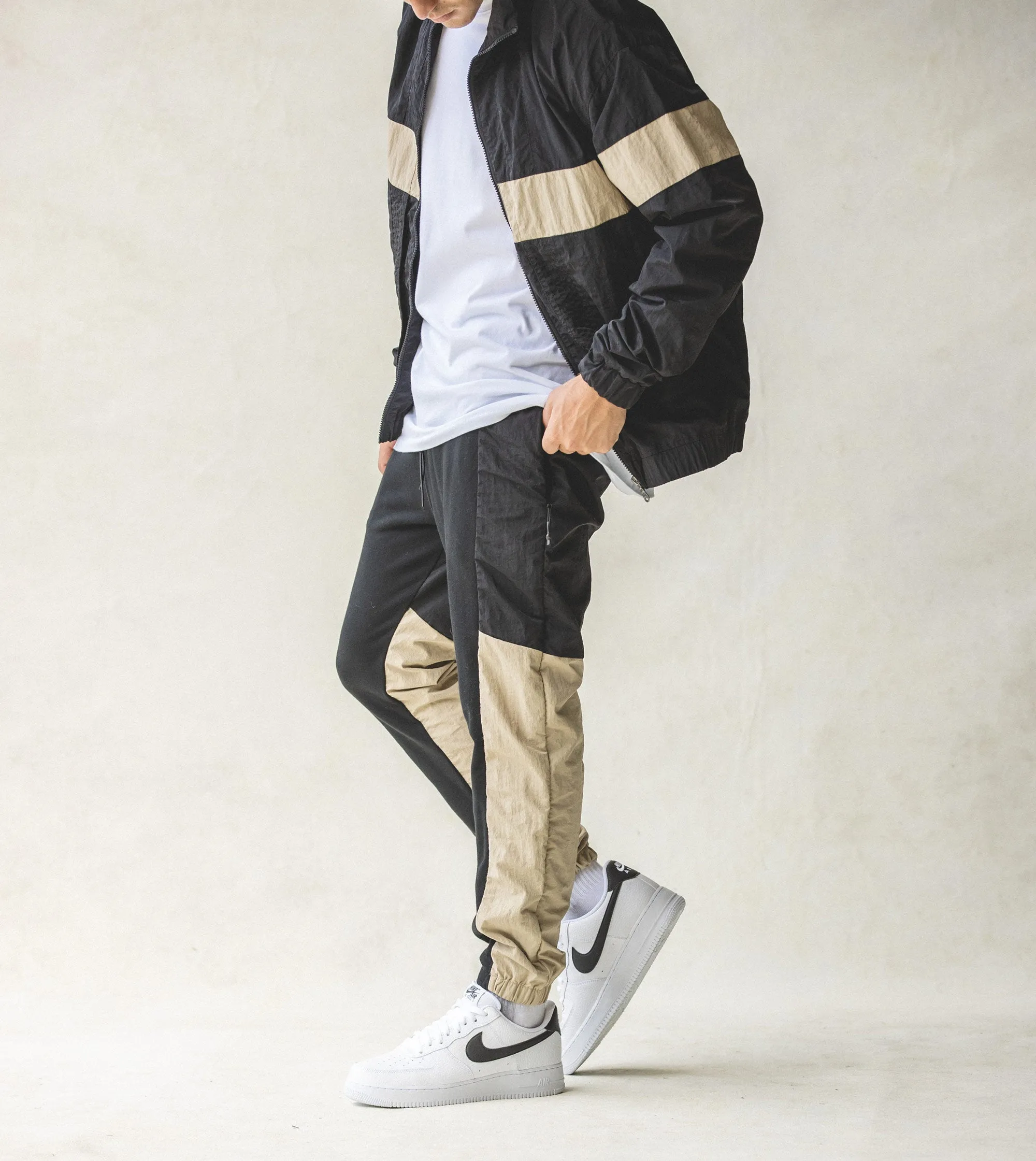 Panel Track Jacket Black/Dk Tan