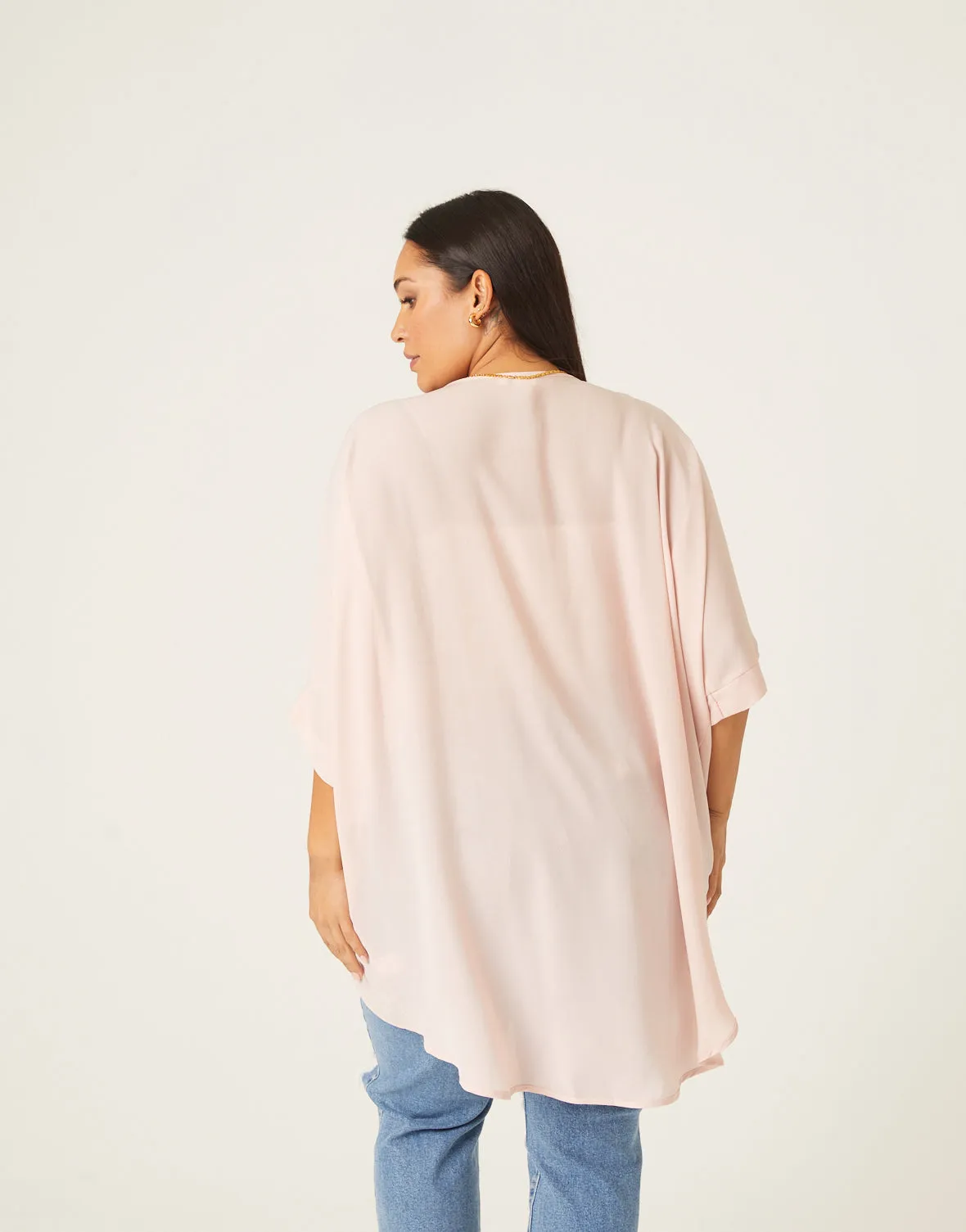 Plus Size Chiffon Open Front Cardigan