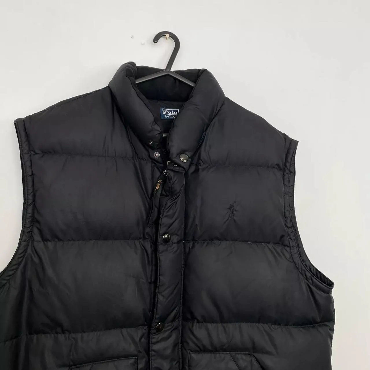 Preowned Vintage Polo Ralph Lauren Mens Down Puffer Gilet Size XL Black Body Warmer Logo.