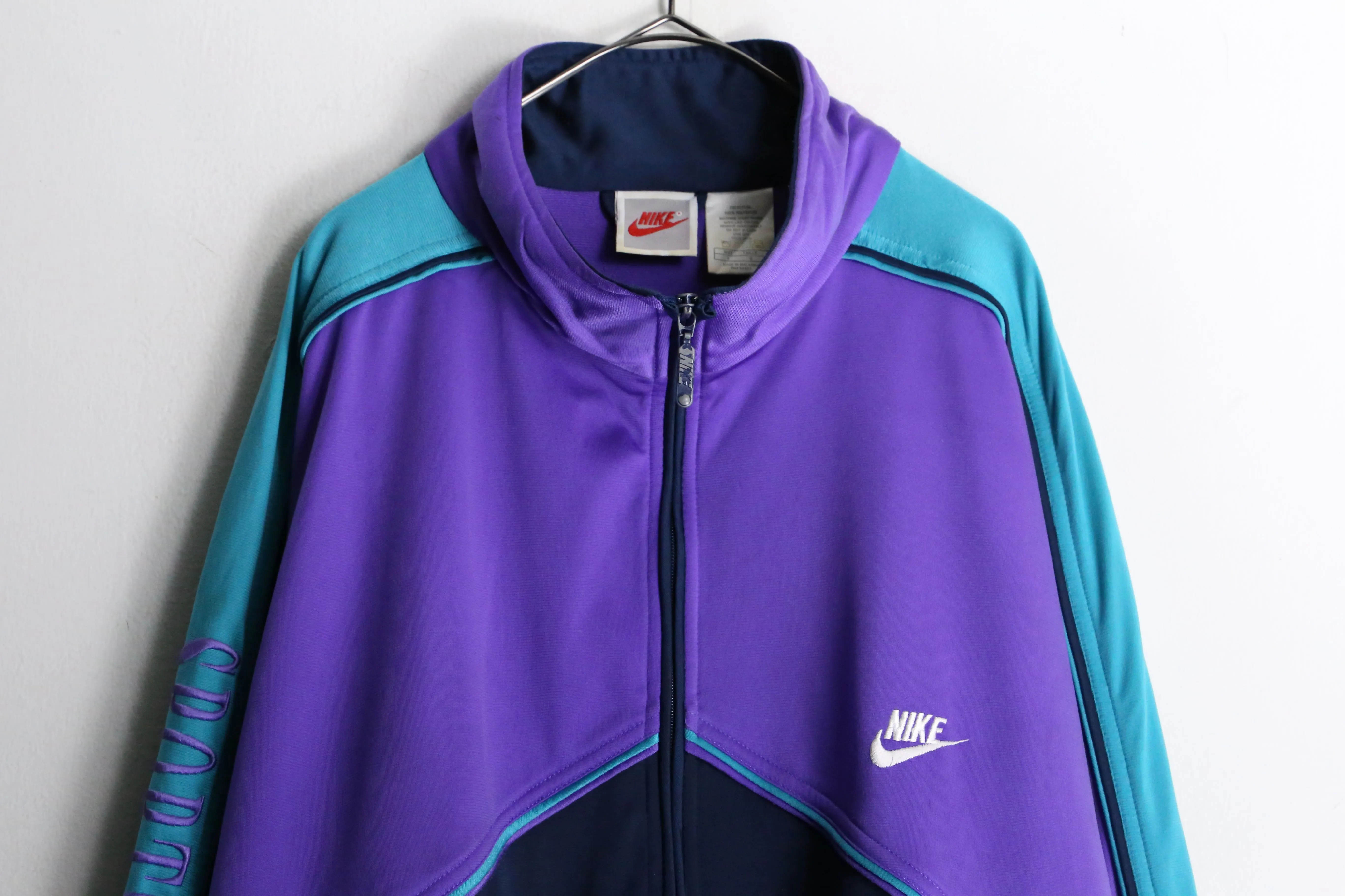 "NIKE" blue 3tone raglan track jacket