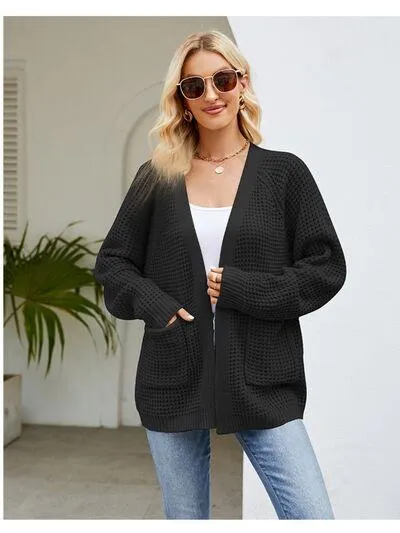 Raglan Sleeve Pocketed Cardigan