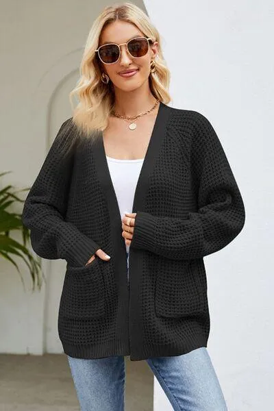 Raglan Sleeve Pocketed Cardigan