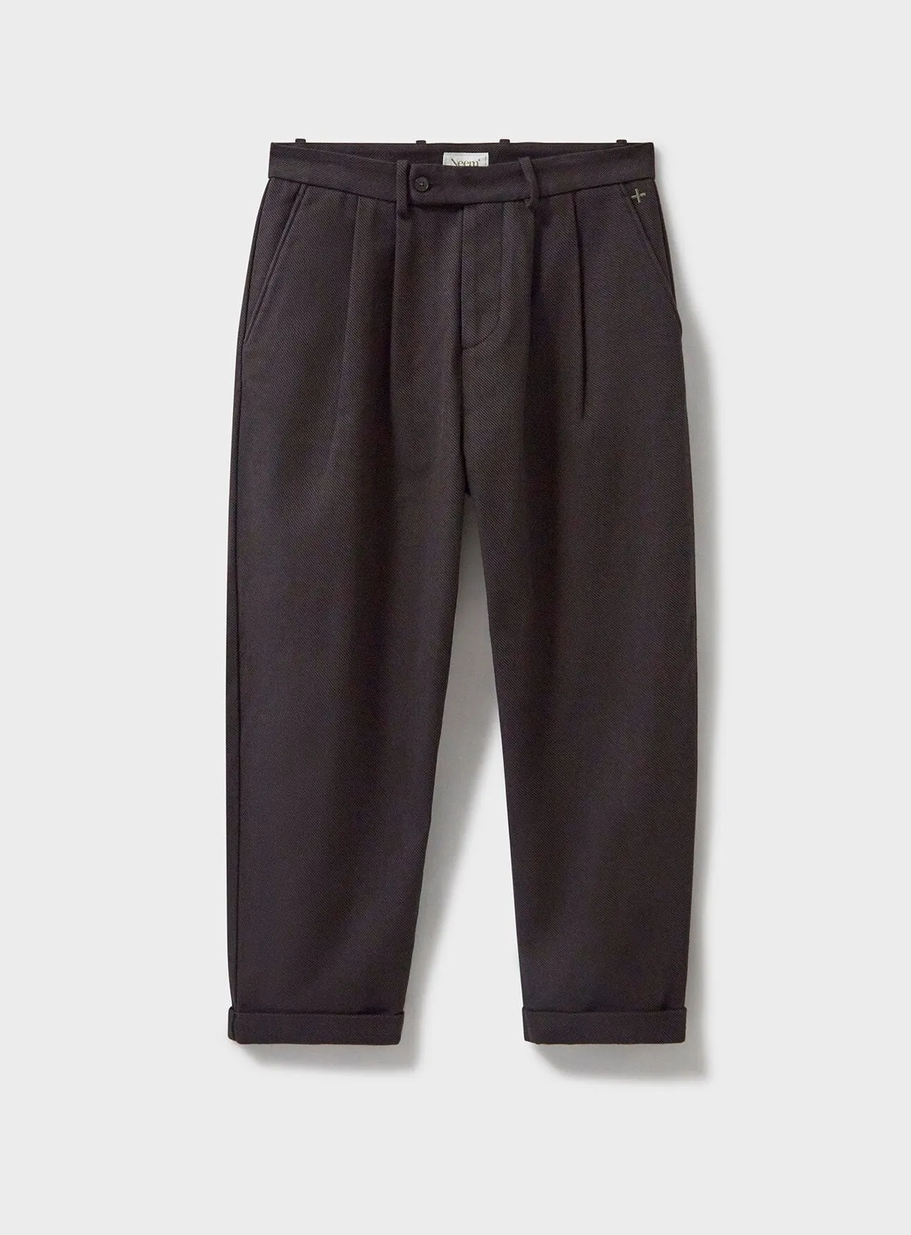 Recycled Twill Chocolate Pleated Trouser