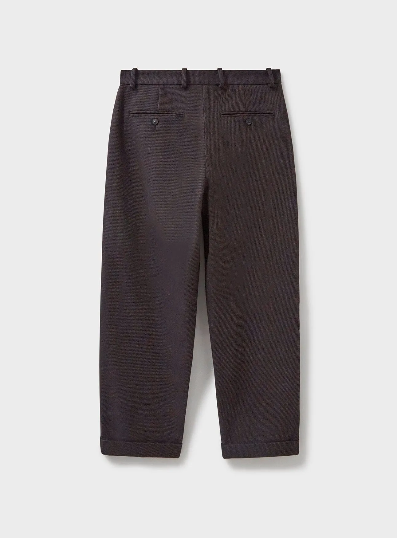 Recycled Twill Chocolate Pleated Trouser