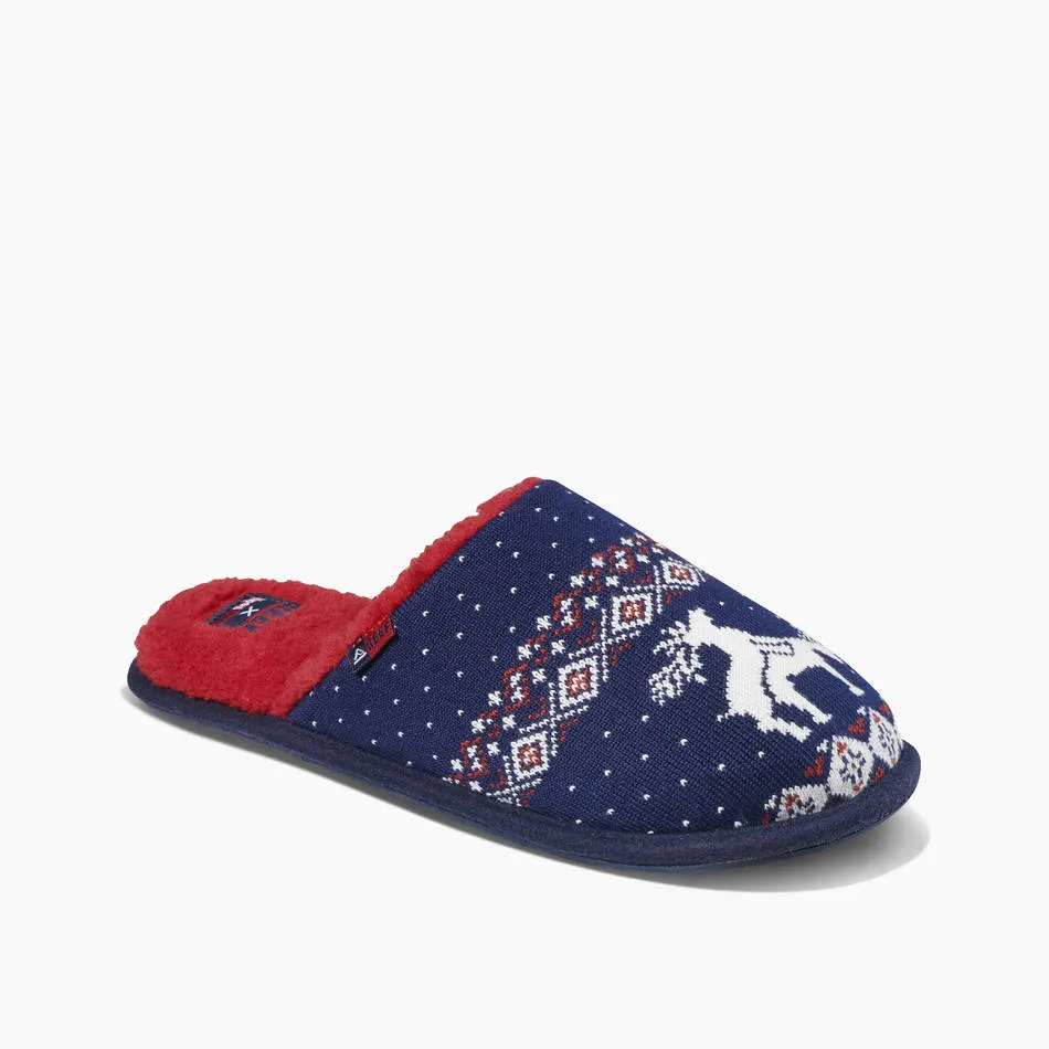 Reef Mens Tipsy Elves Slippers Reindeer Love