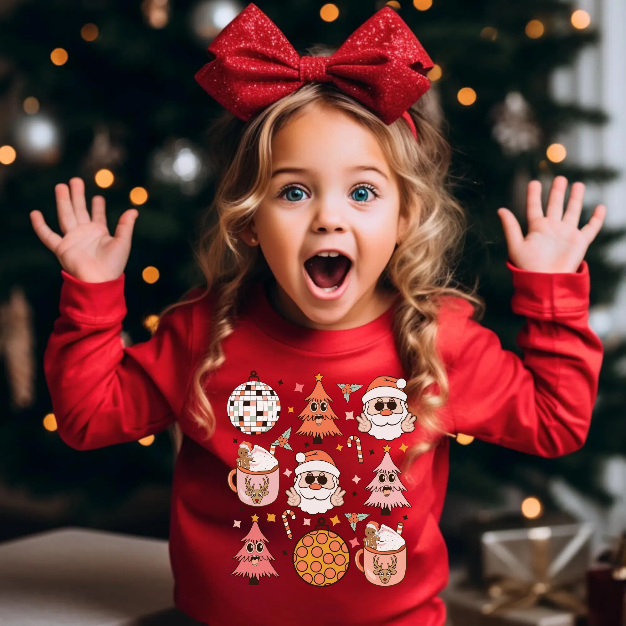 Retro Groovy Santa Crewneck for Kids