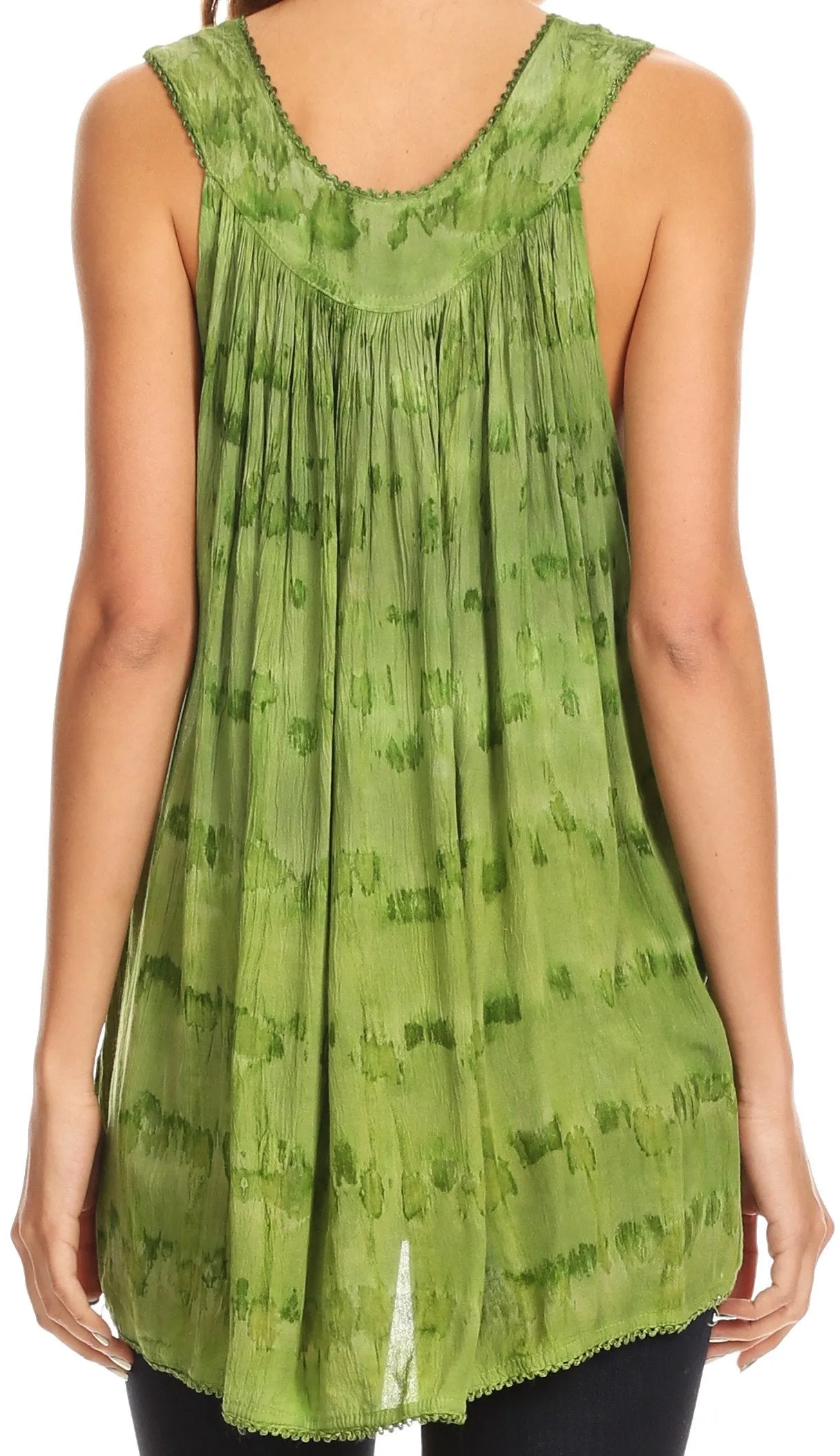 Sakkas Alyse Crinkle Tie Dye Tank with Sequins and Embroidery