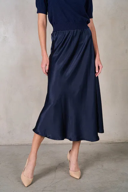 SATIN MIDI SKIRT