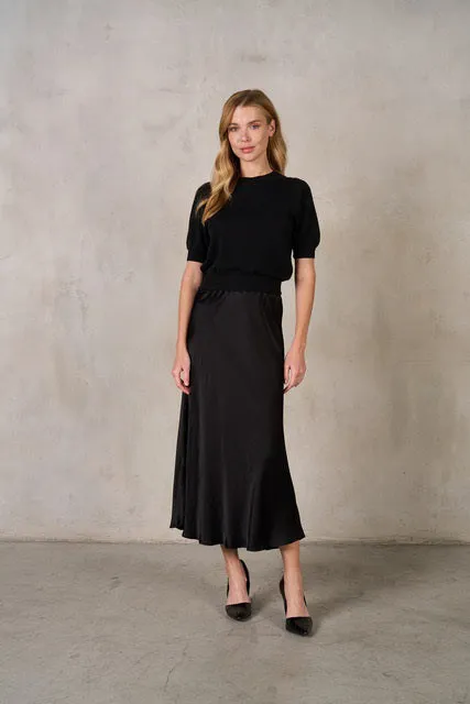 SATIN MIDI SKIRT