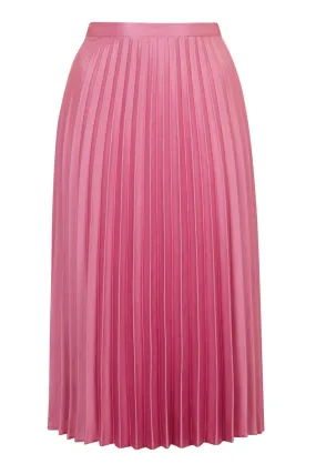 Satin Pleat Midi Skirt