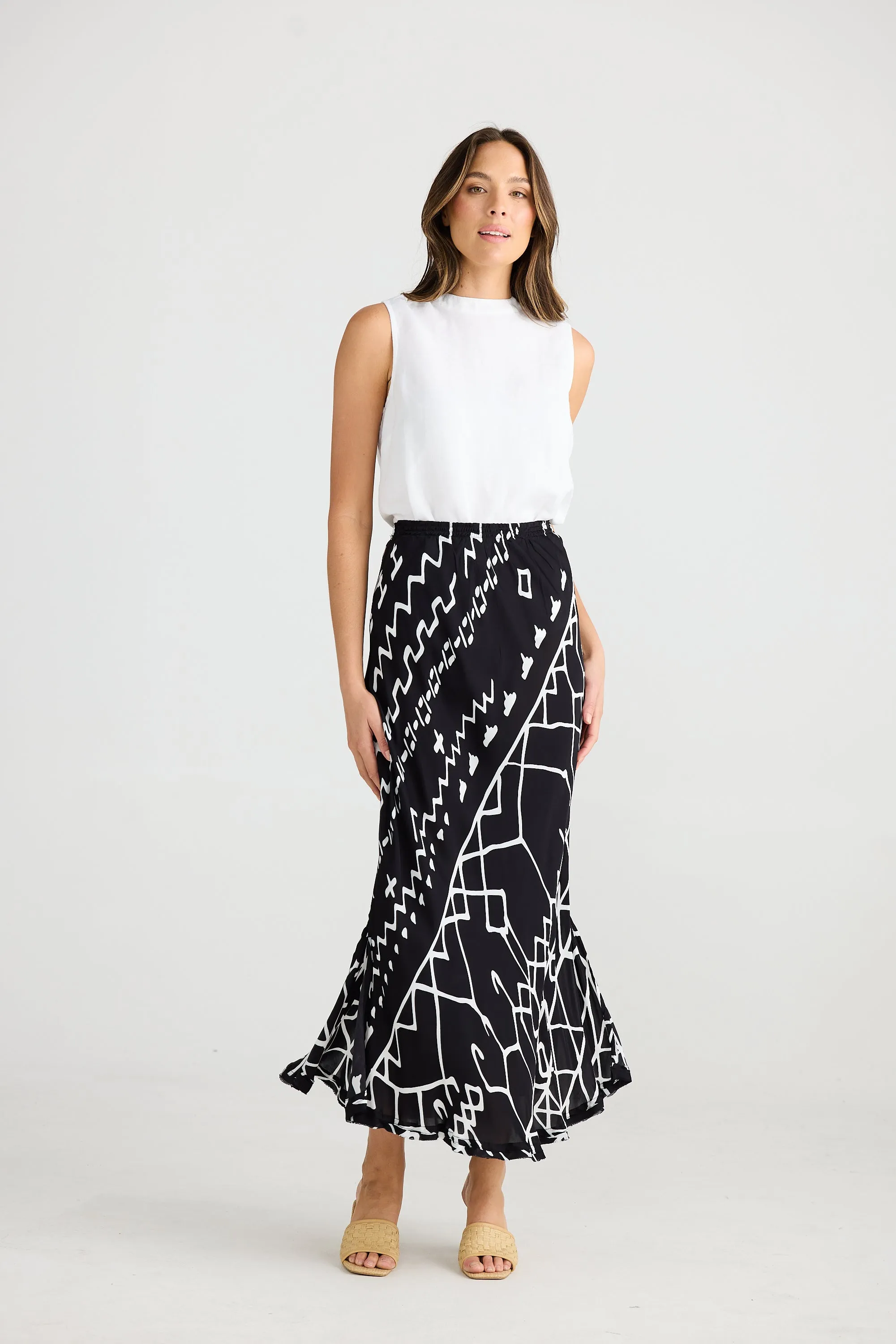 Sicily Skirt - Cupro Black Indus