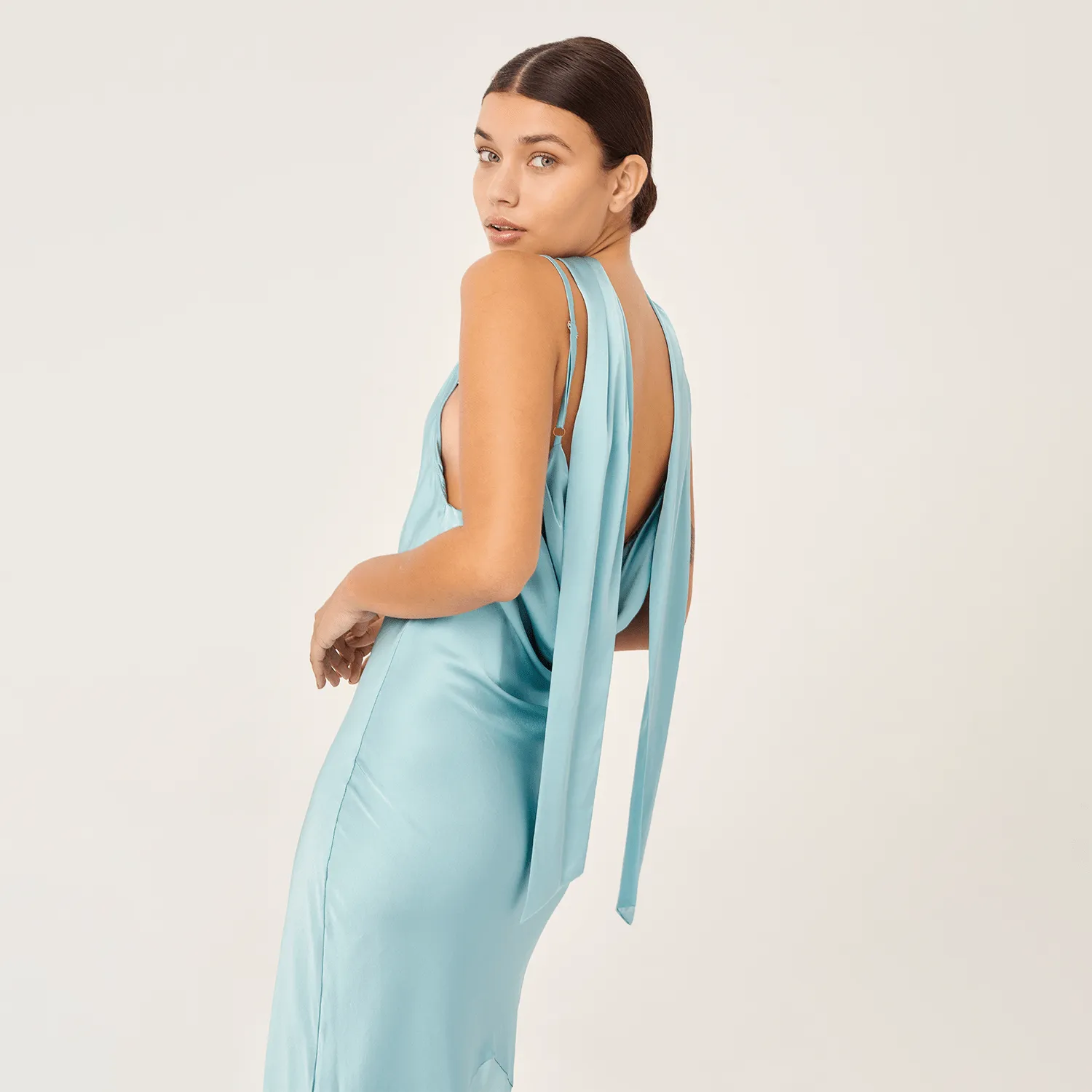 SLIP MAXI DRESS SILK ELASTANE TURQUOISE 273