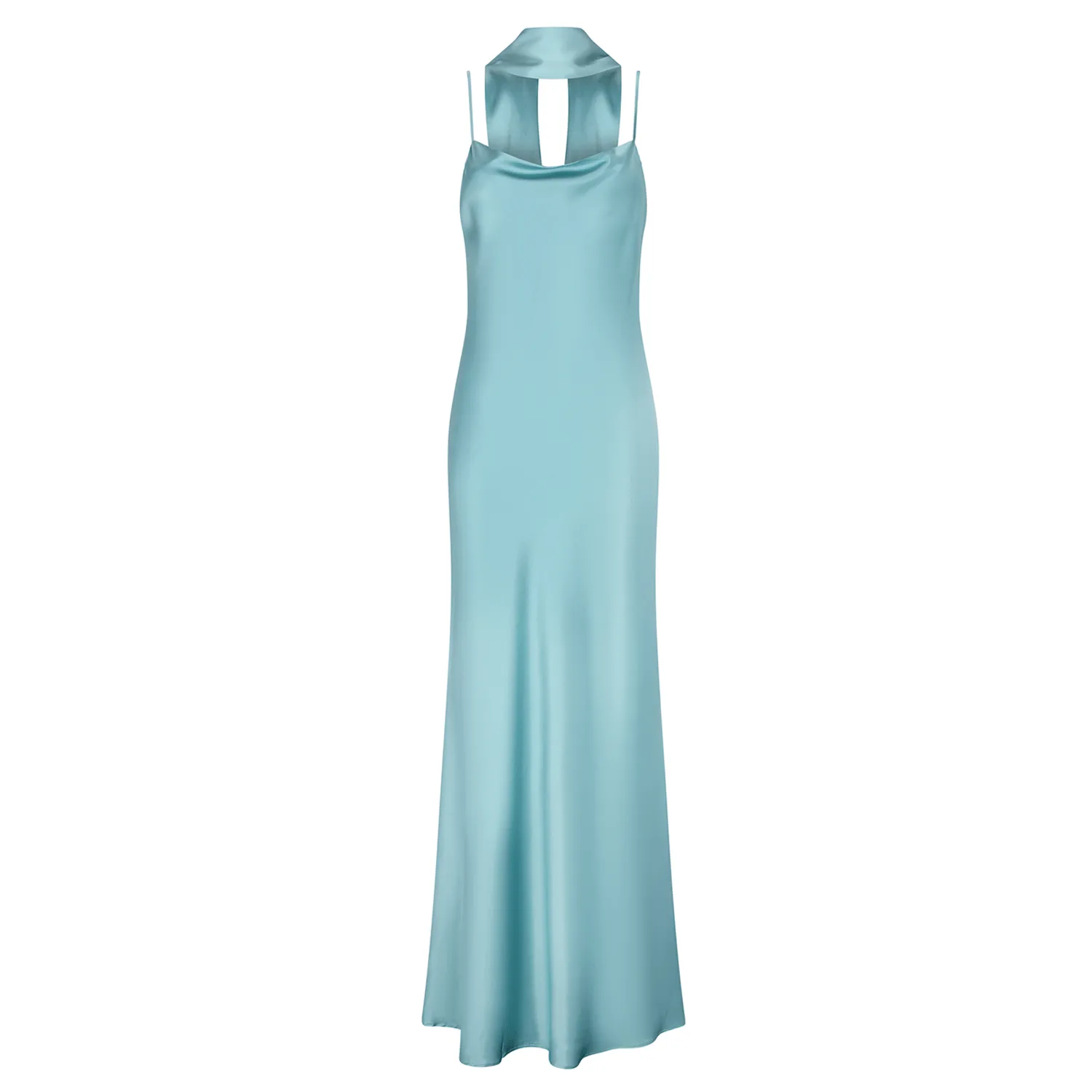 SLIP MAXI DRESS SILK ELASTANE TURQUOISE 273