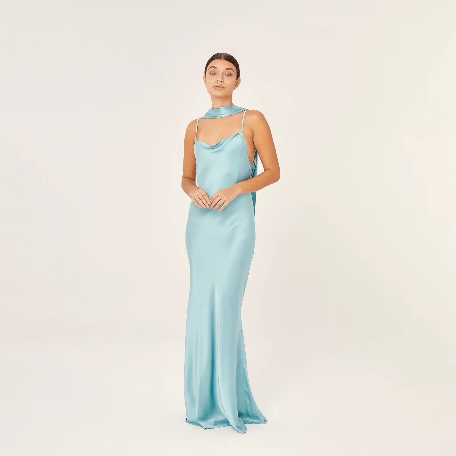 SLIP MAXI DRESS SILK ELASTANE TURQUOISE 273