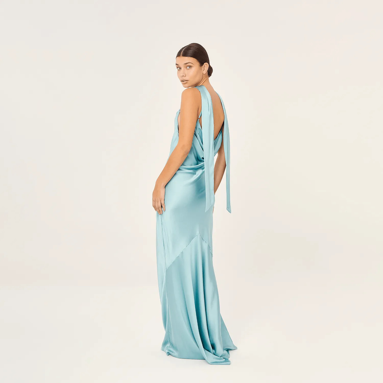 SLIP MAXI DRESS SILK ELASTANE TURQUOISE 273