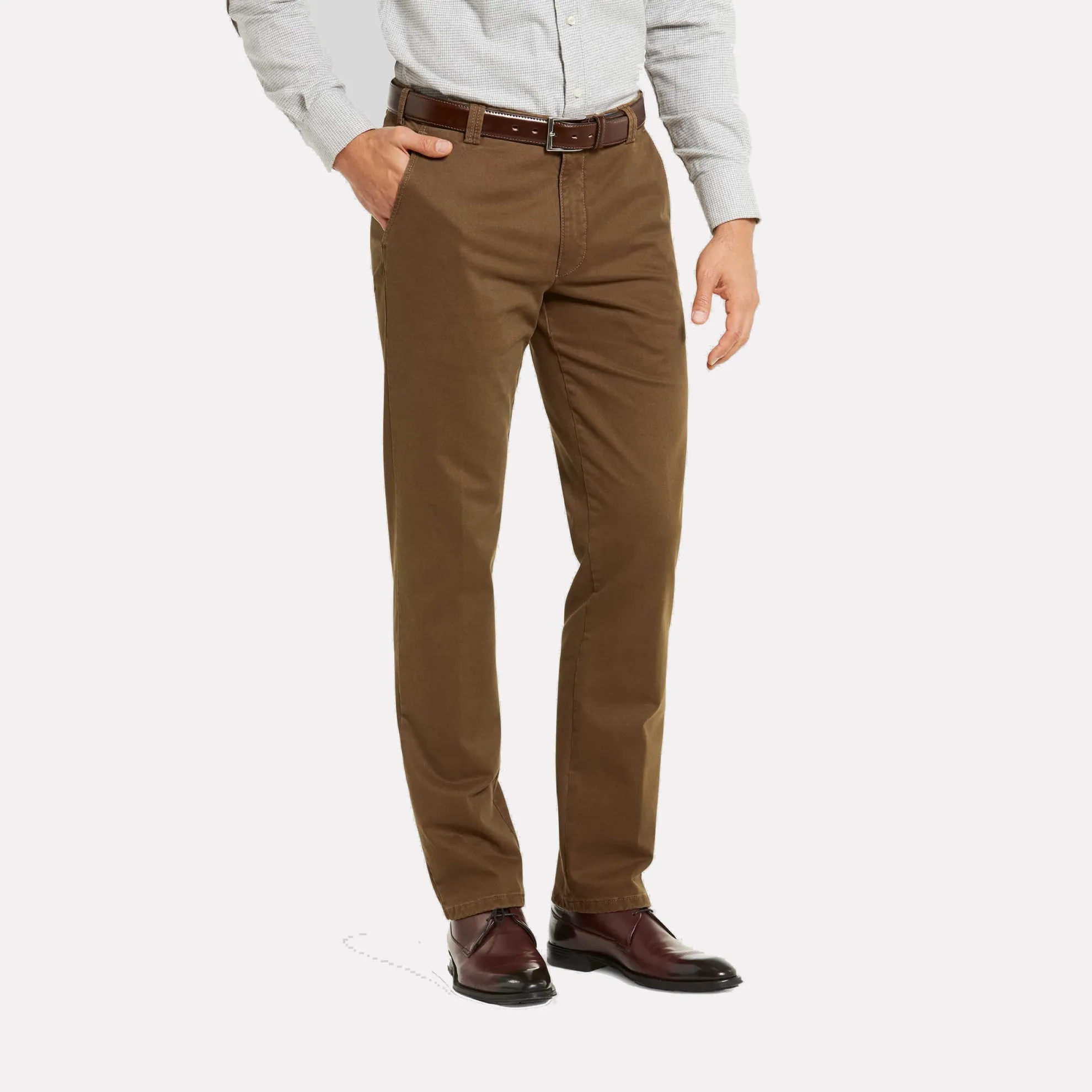 Super Stretch Double-Dye Fine Twill Cotton Chinos / Caramel