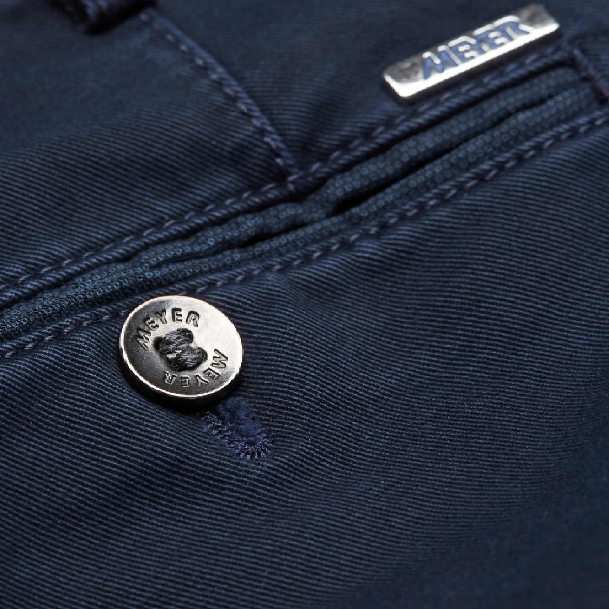 Super Stretch Double-Dye Fine Twill Cotton Chinos / Navy Blue