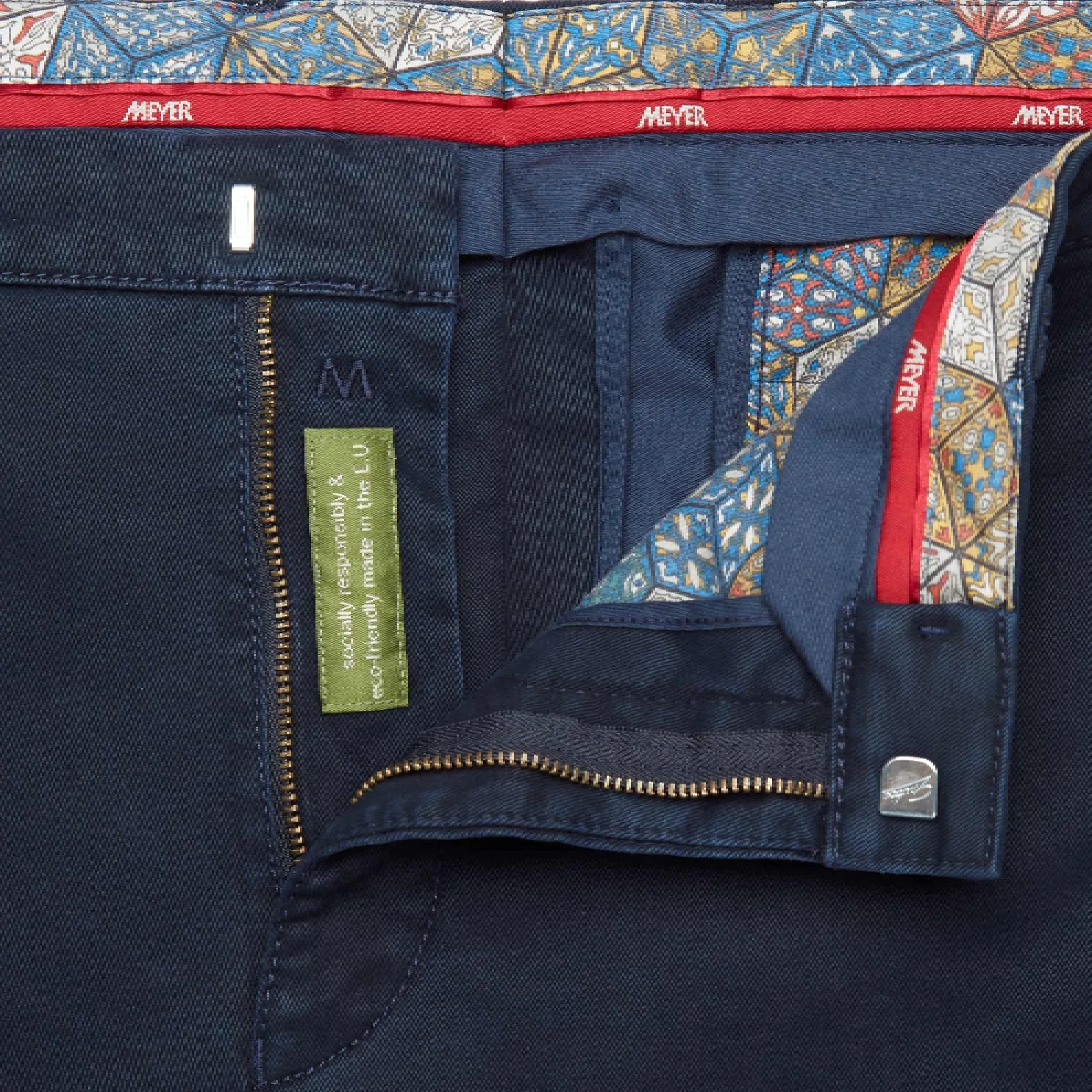 Super Stretch Double-Dye Fine Twill Cotton Chinos / Navy Blue