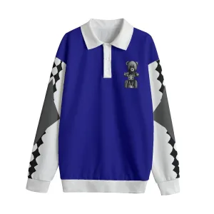 Teddy Ride Unisex Lapel Collar Sweater - Blue