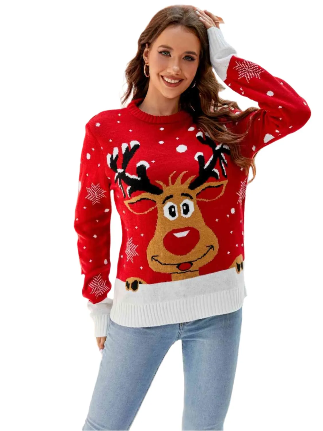 TEEK - Reindeer Round Neck Sweater