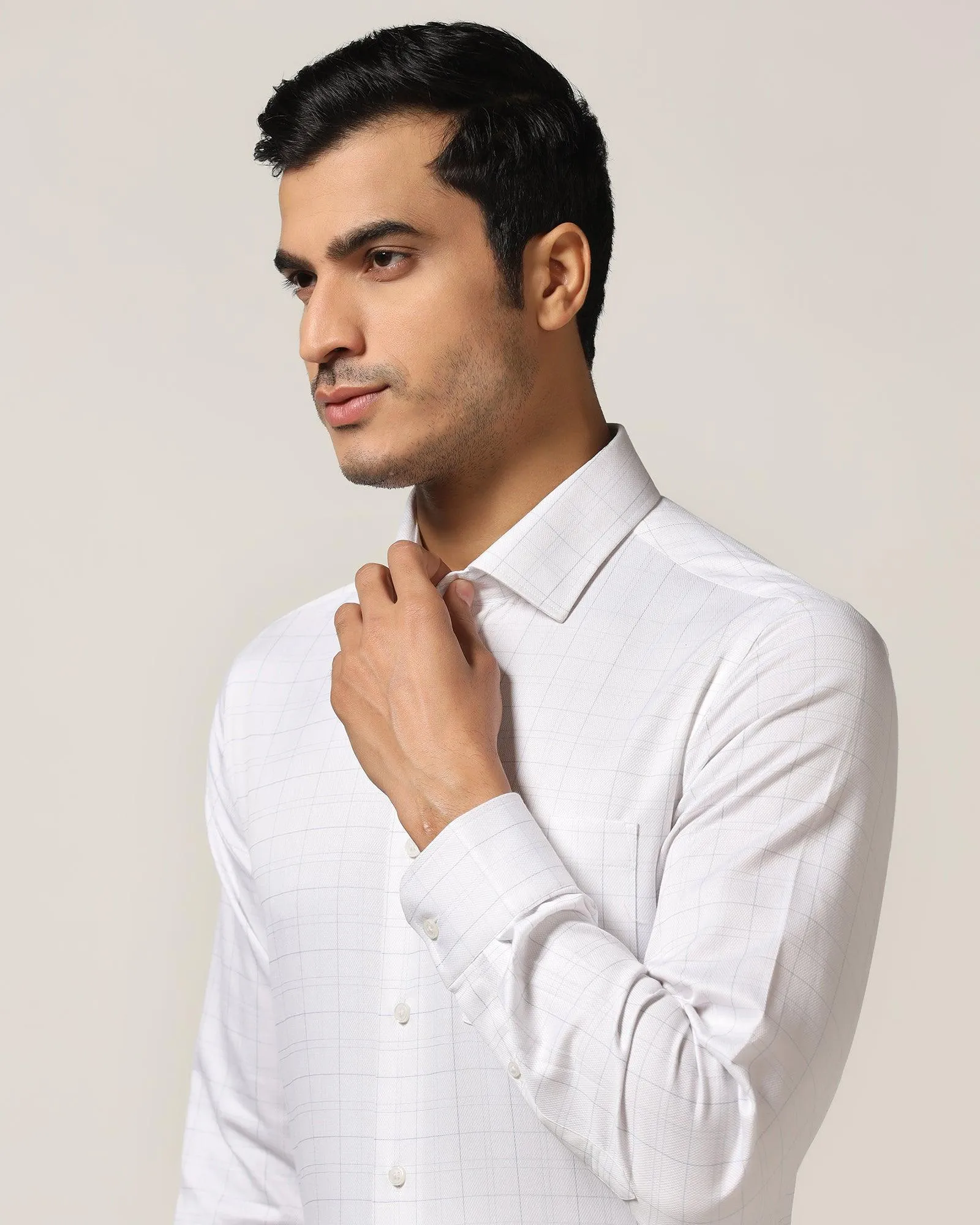 Temp Tech Formal White Check Shirt - Caldon