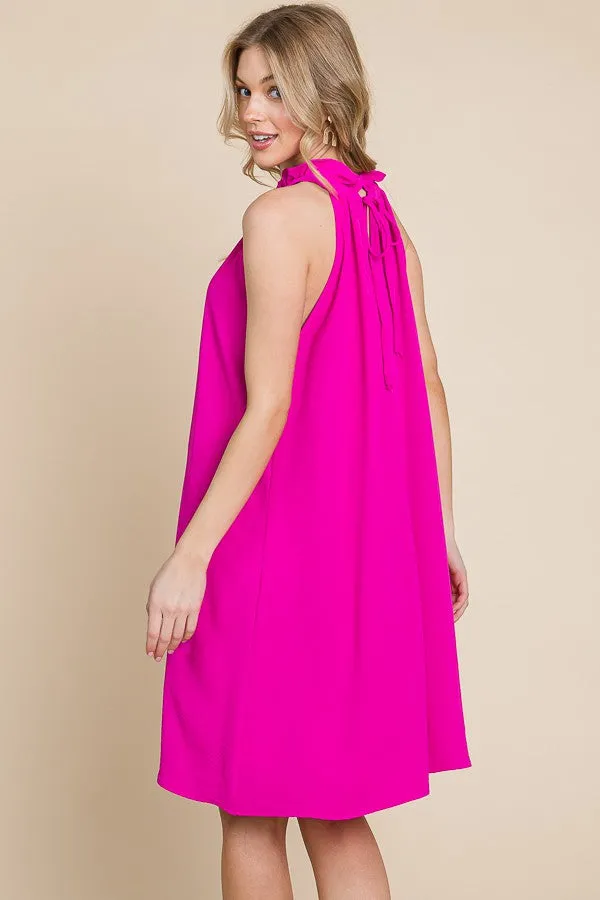 The Elena Halter Dress - Fuchsia - Final Sale