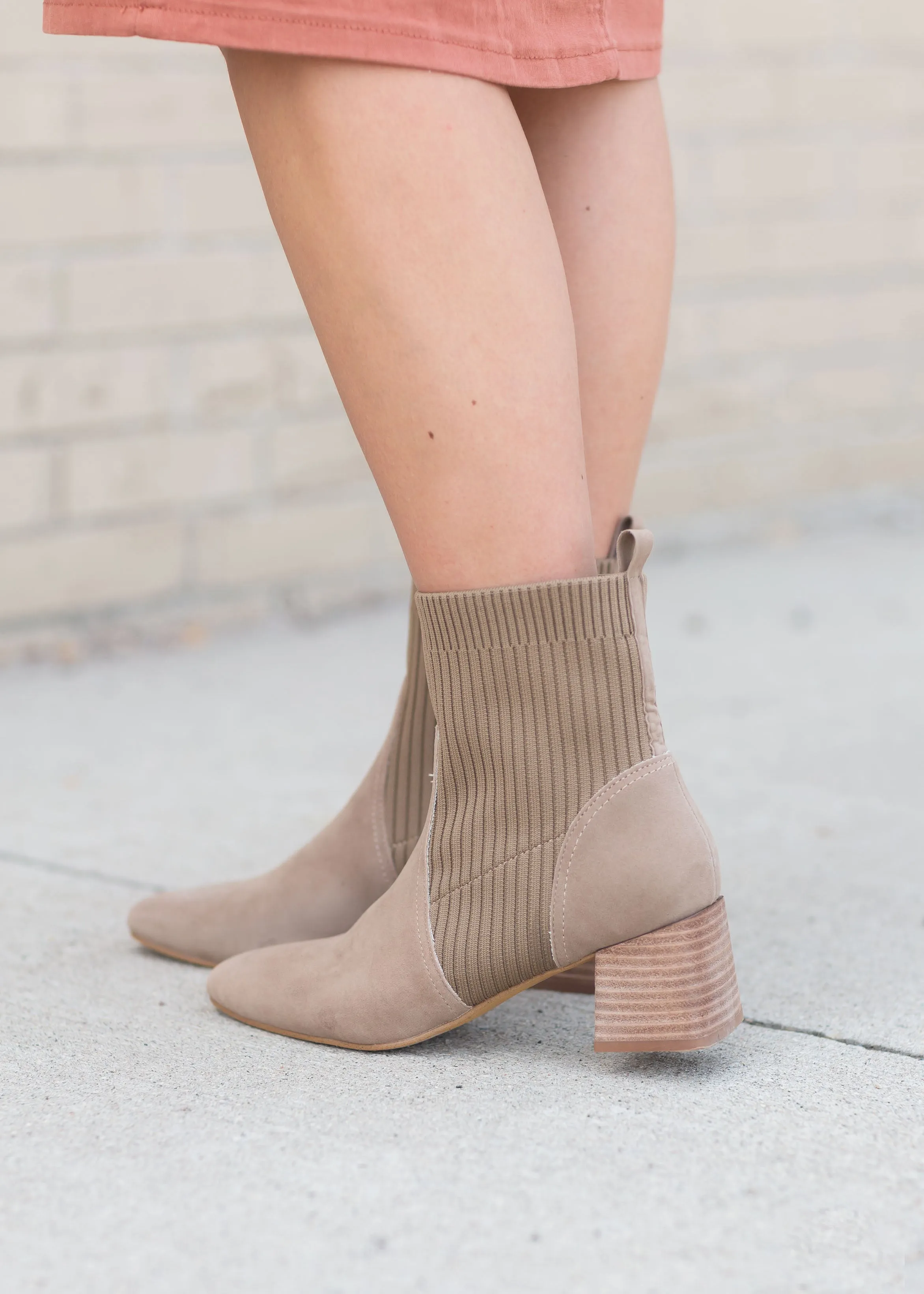 The Geraldine Suede Taupe Bootie - FINAL SALE