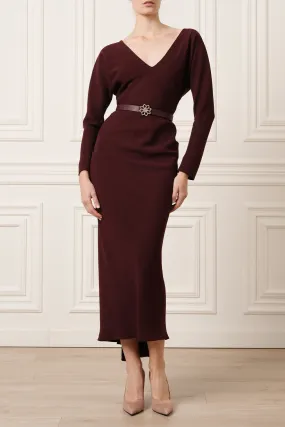 Thea Midi Dress In Burgundy