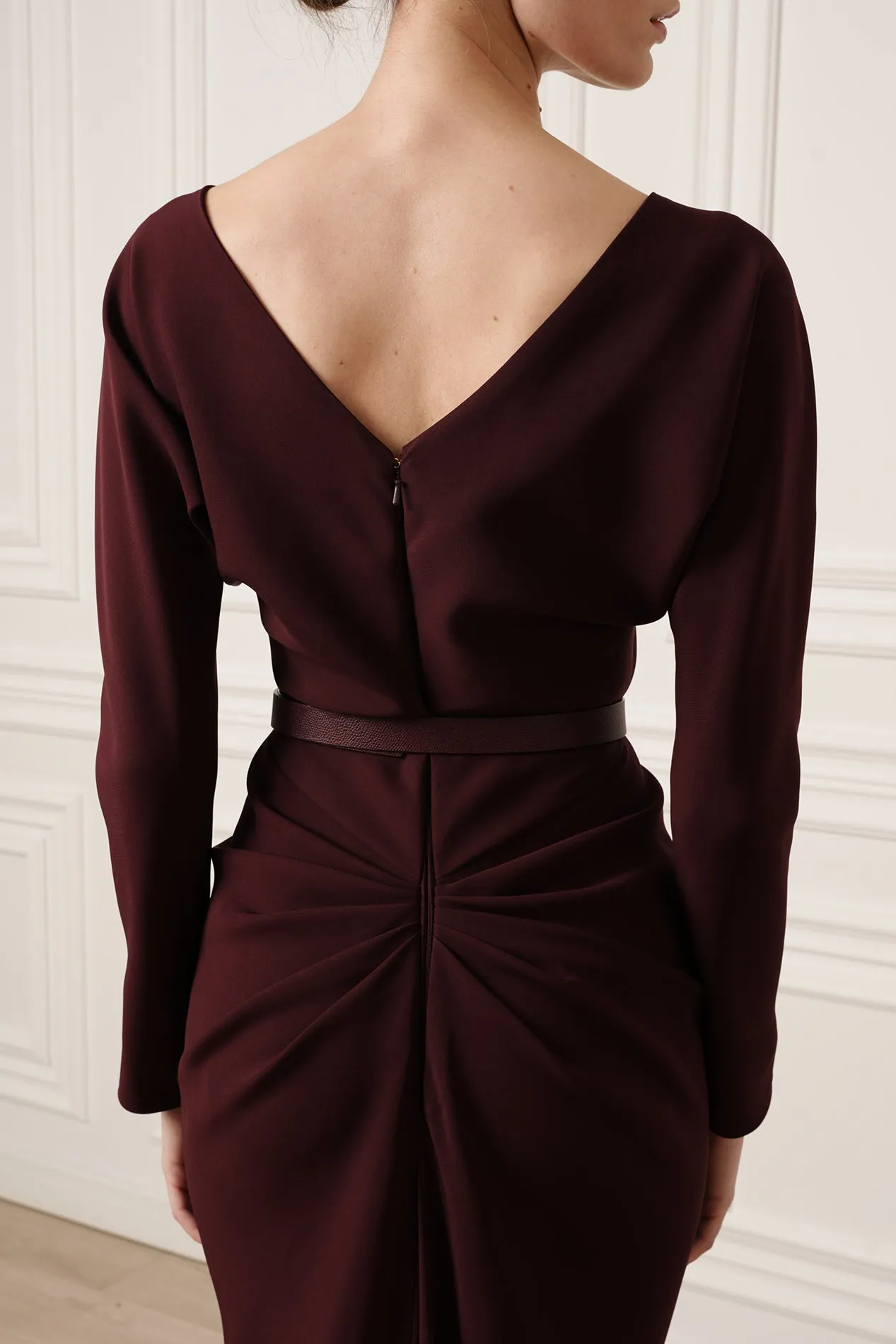 Thea Midi Dress In Burgundy