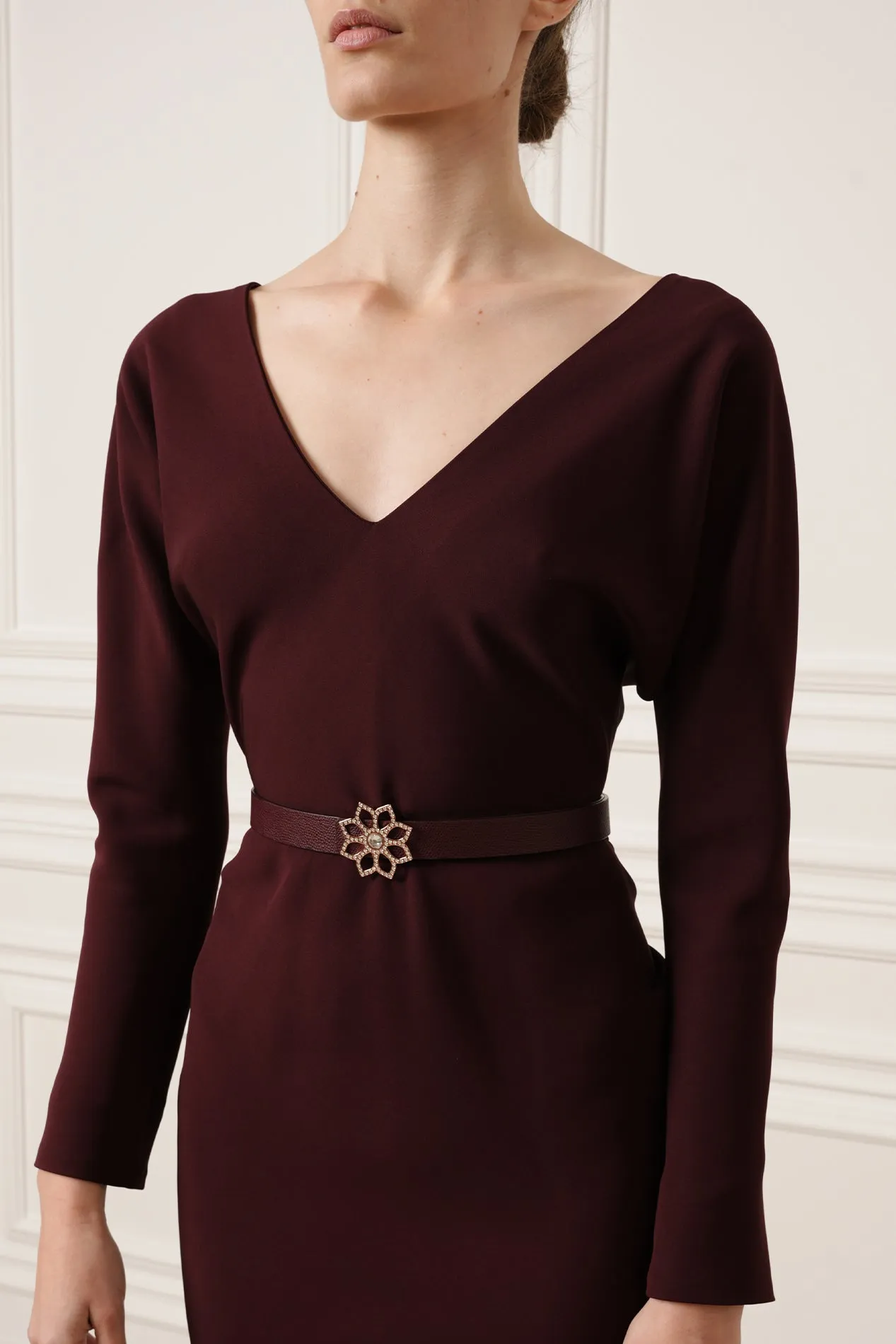 Thea Midi Dress In Burgundy