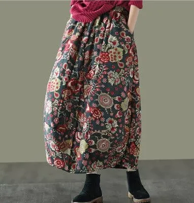 Thick Retro Elastic Waist Skirt