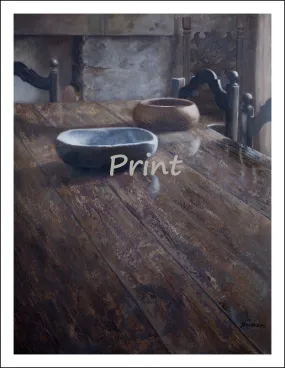 Tuscan Table PRINT Home Bowls Wooden Table Rustic Interior Tuscany Italy