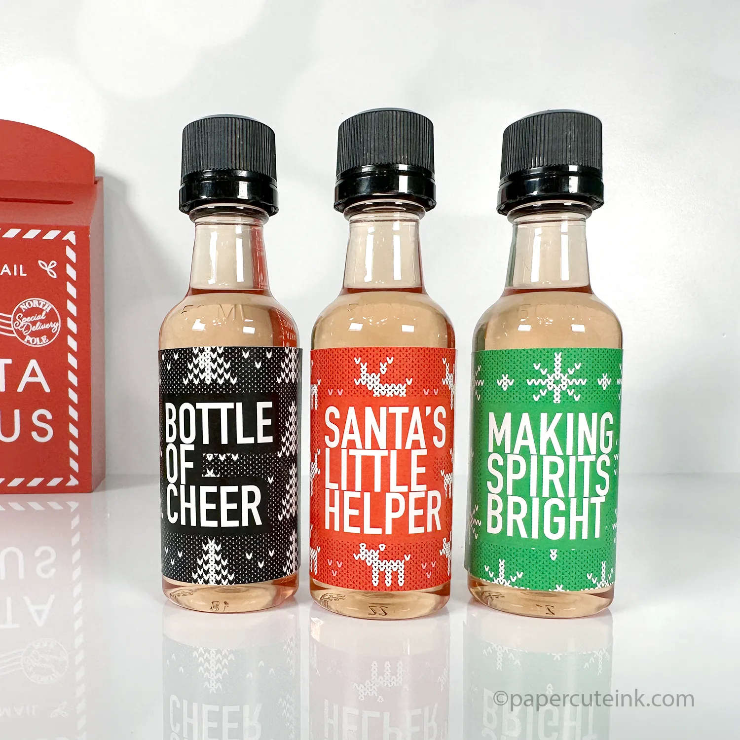 Ugly Sweater Holiday Liquor Bottle Labels, Set of 12 Labels