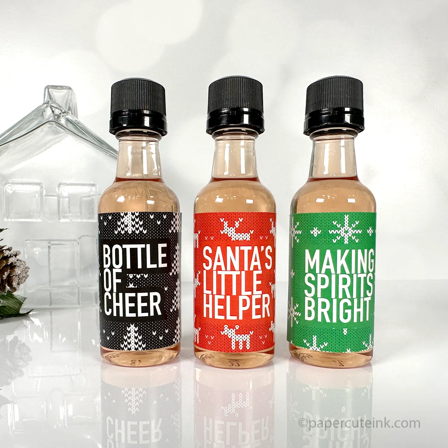 Ugly Sweater Holiday Liquor Bottle Labels, Set of 12 Labels