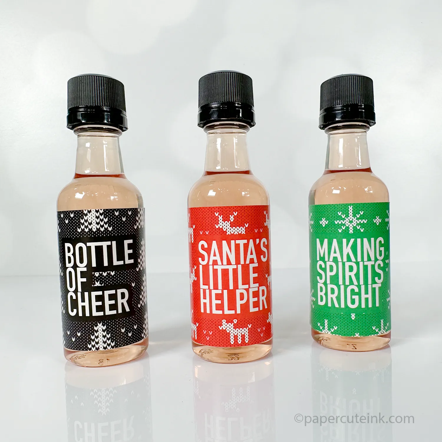 Ugly Sweater Holiday Liquor Bottle Labels, Set of 12 Labels