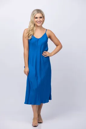 Velvet Poppy Dress in Bluejay