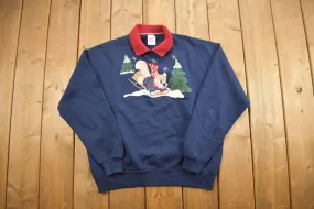 Vintage 1990s Sledding Reindeer Collard Sweatshirt