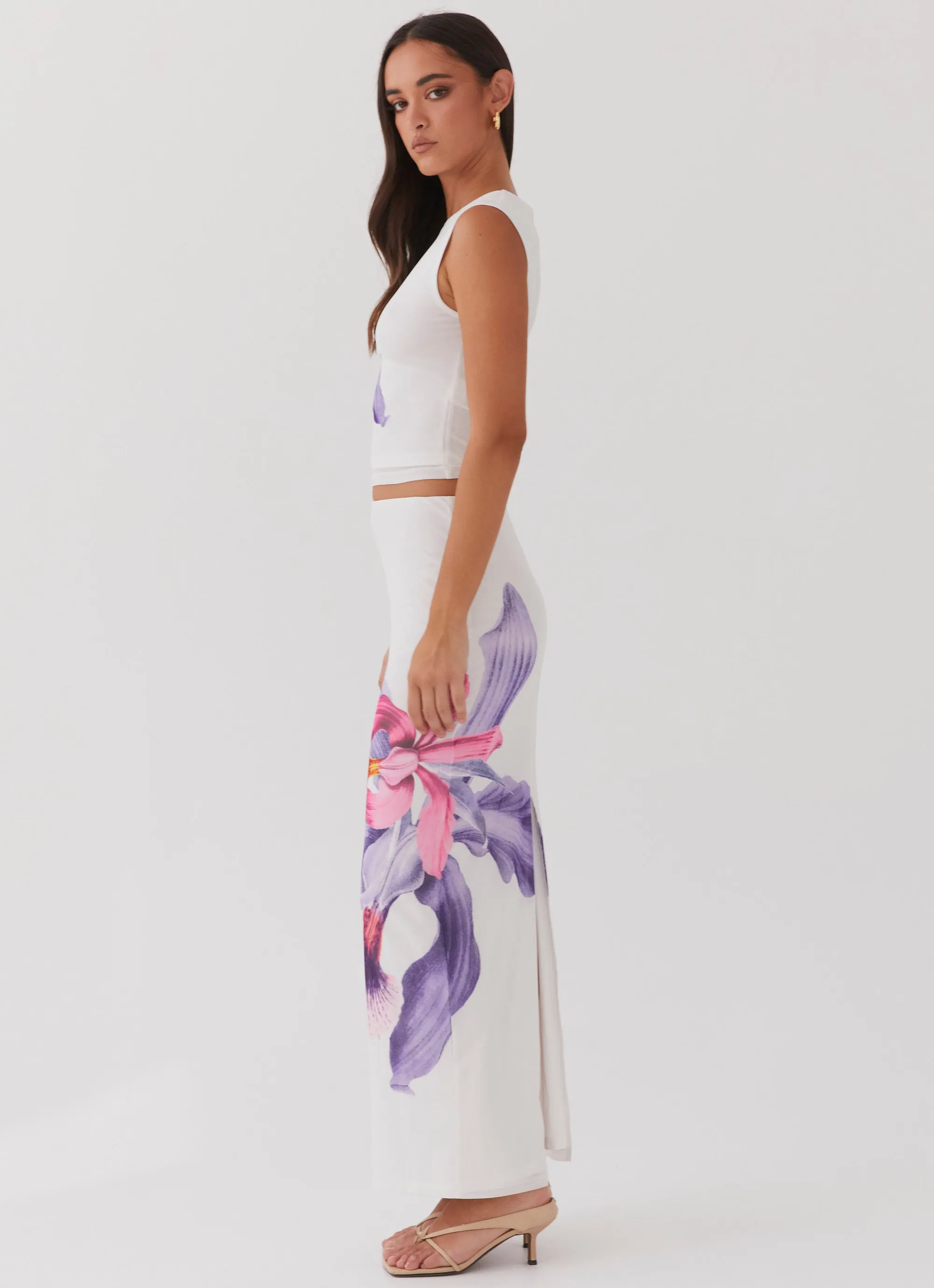 Waiting For Dawn Mesh Maxi Skirt - White