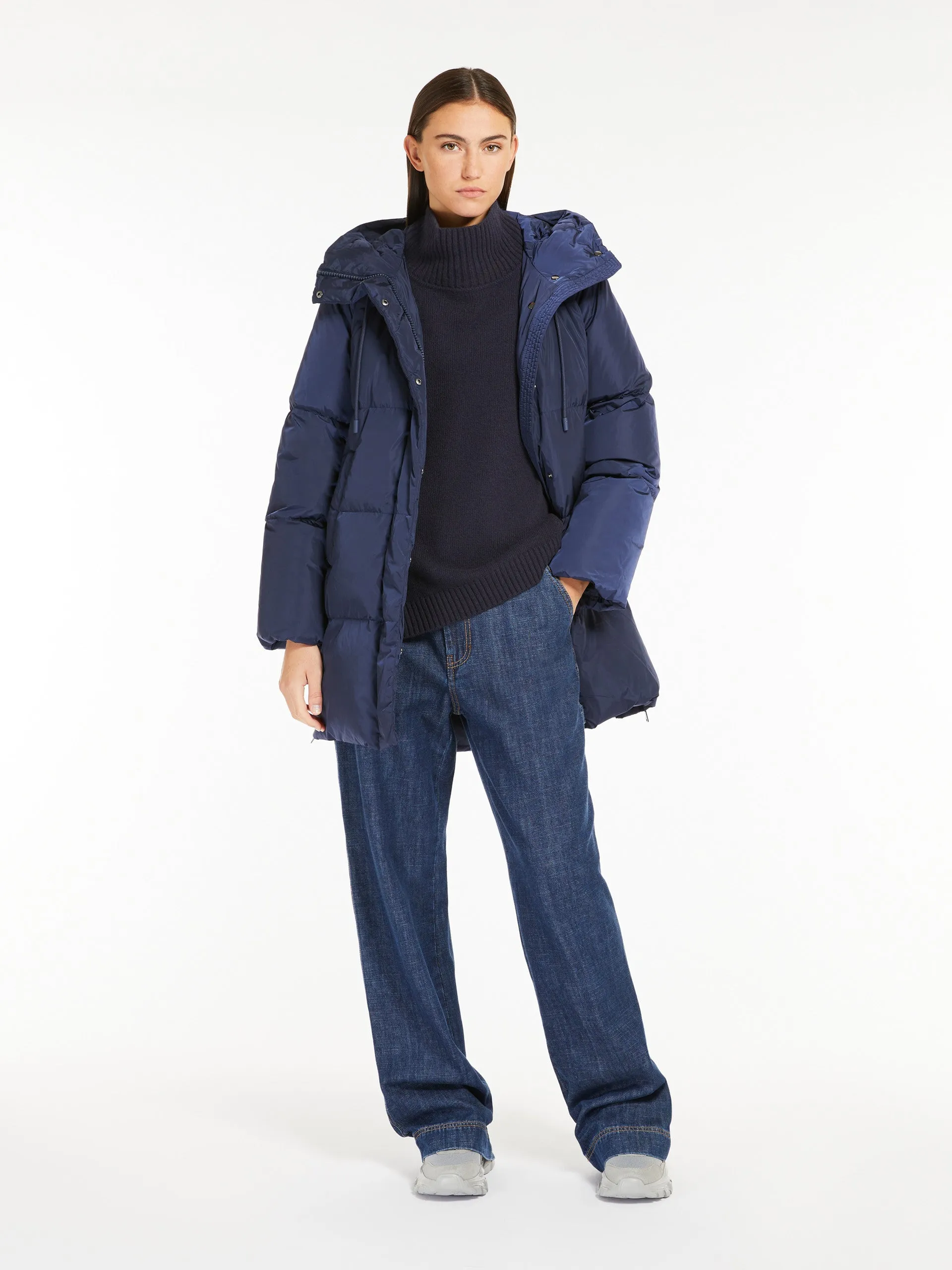 WEEKEND MAX MARA WATER-REPELLANT TAFFETA PARKA IN NAVY