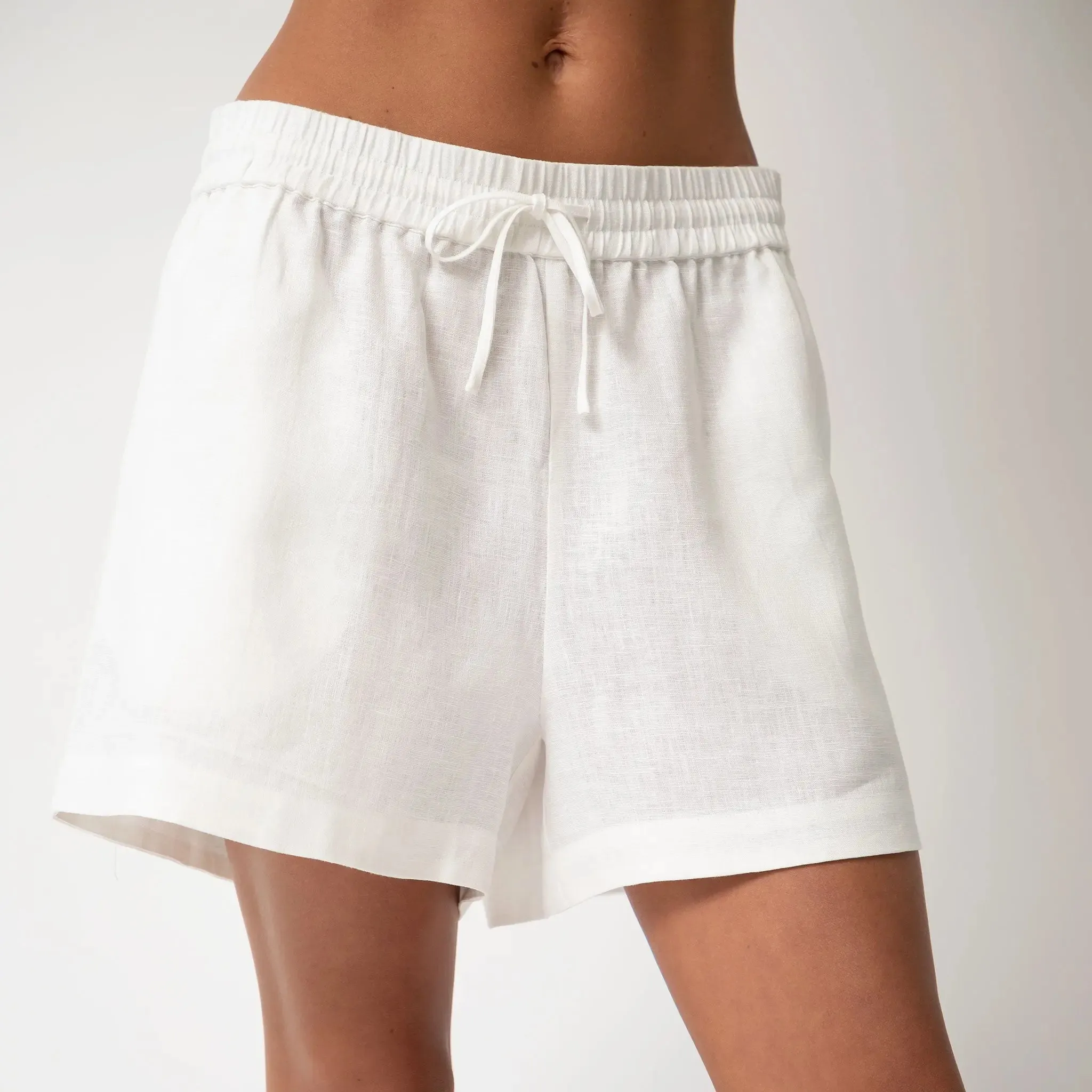 White Heavy Linen Shorts Perfect Days