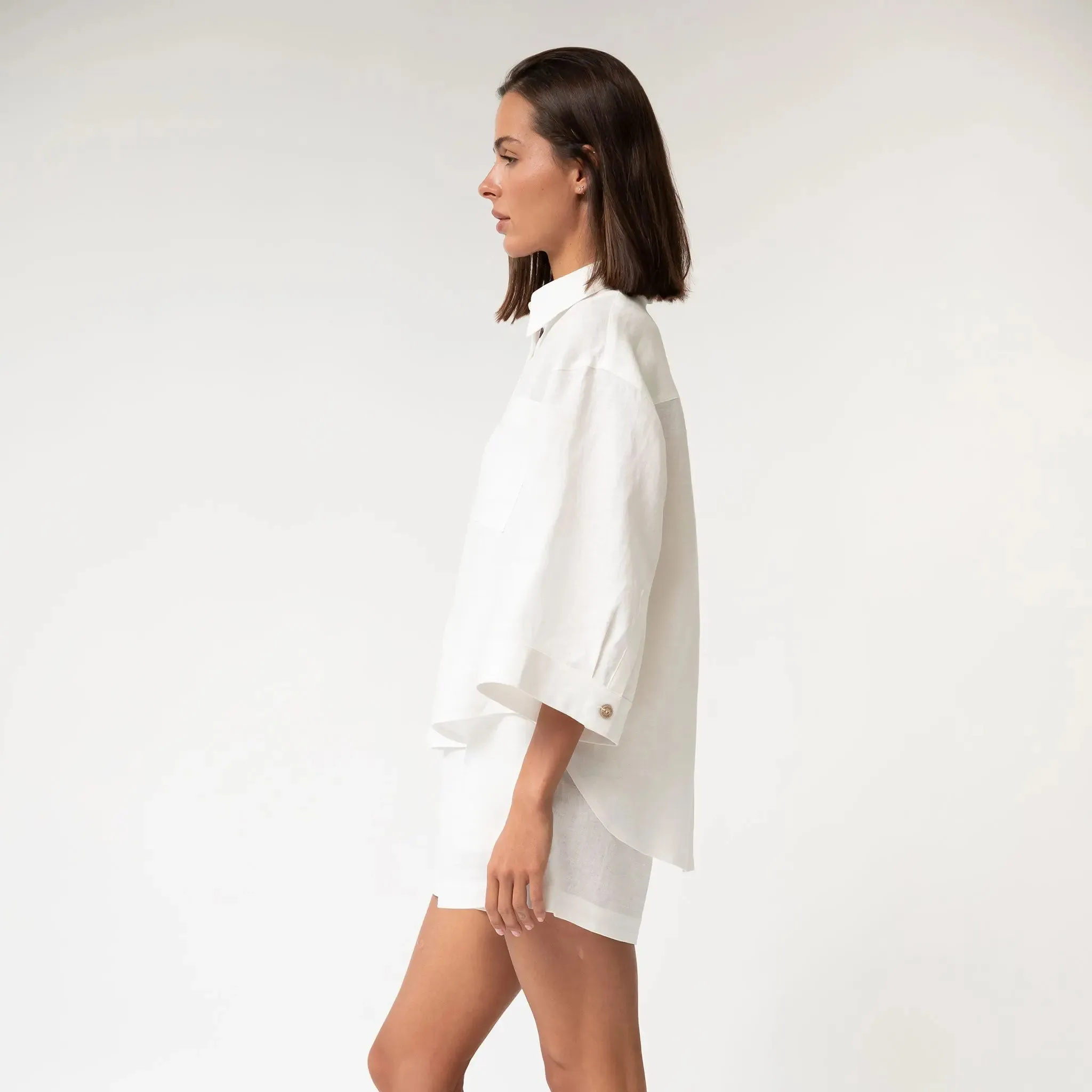 White Heavy Linen Shorts Perfect Days