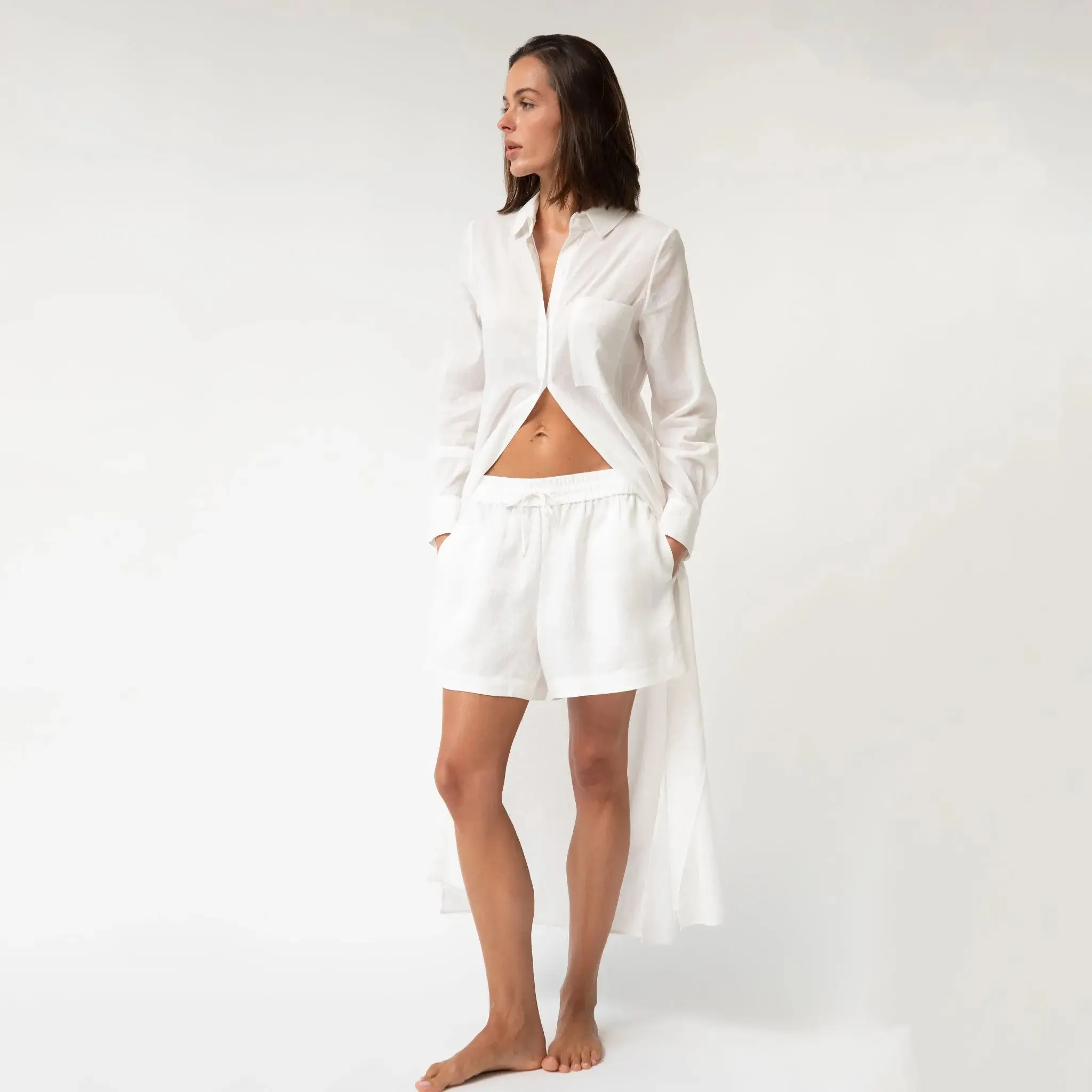 White Heavy Linen Shorts Perfect Days