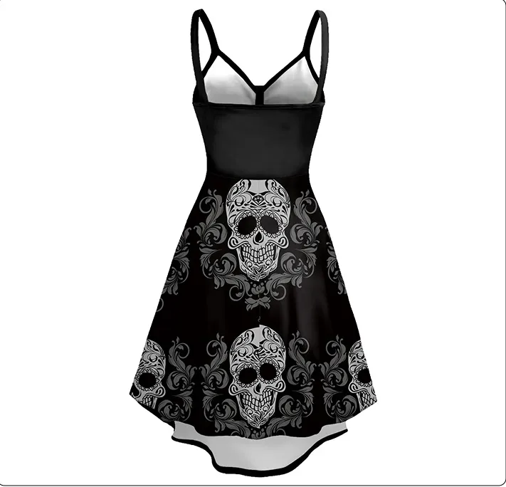 Women's Halloween Skull Head Printing Slip Dress