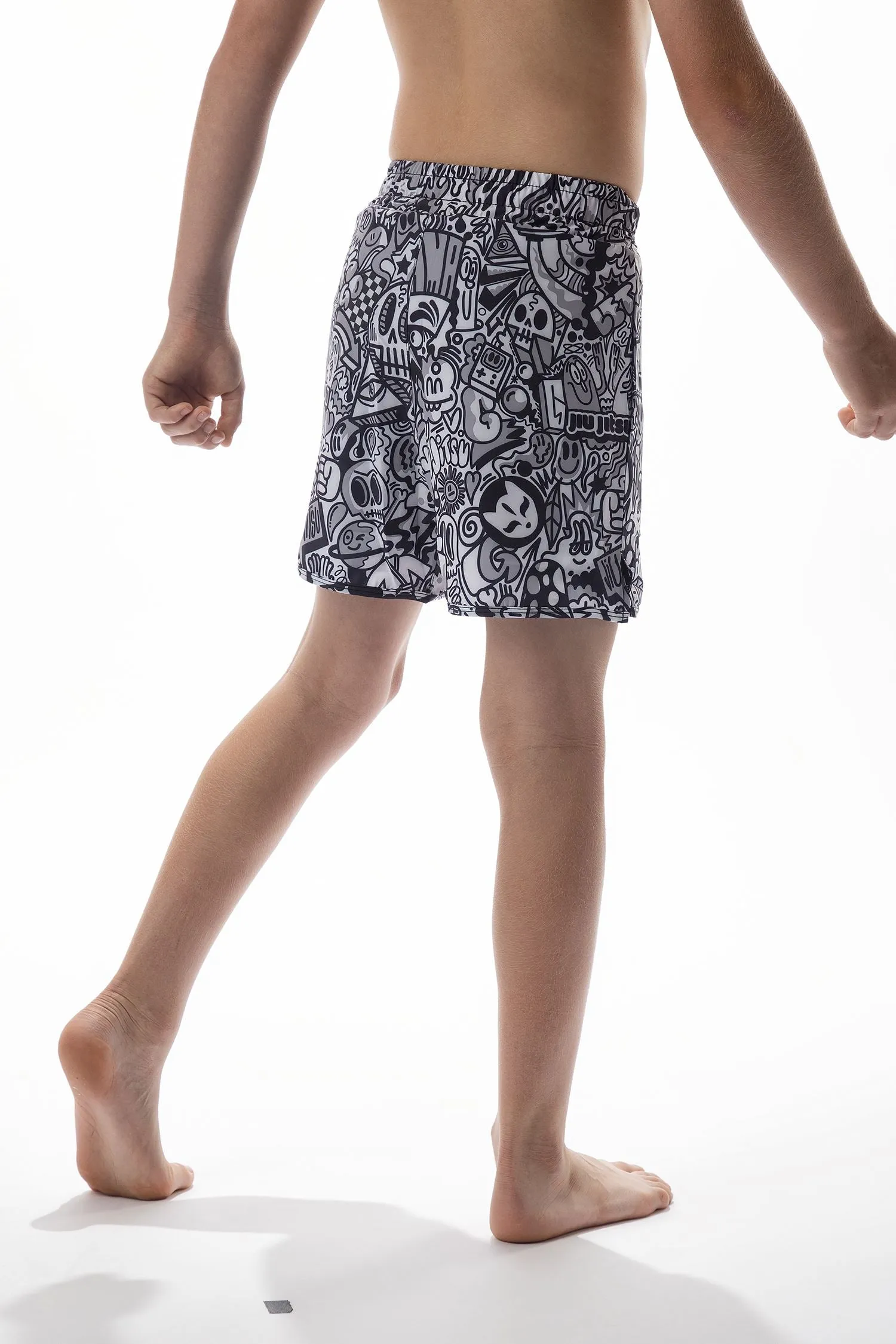 Youth Wotto Doodle Art Wear Grappling Board Shorts